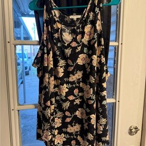 Maurices Black Floral Sleeveless Tank with Multicolor Blooms